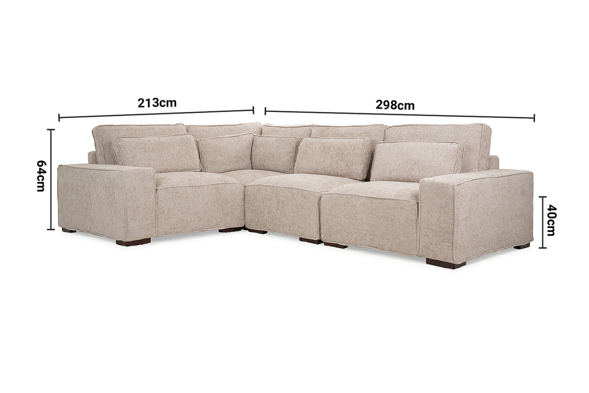 Brooklyn Cream Linen LHF Corner Sofa dimensions