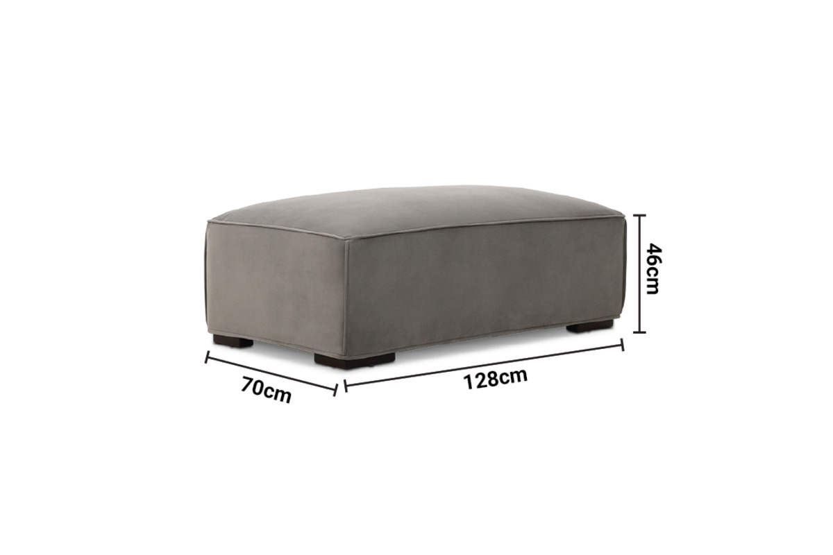 Brooklyn Grey Velvet Footstool dimensions