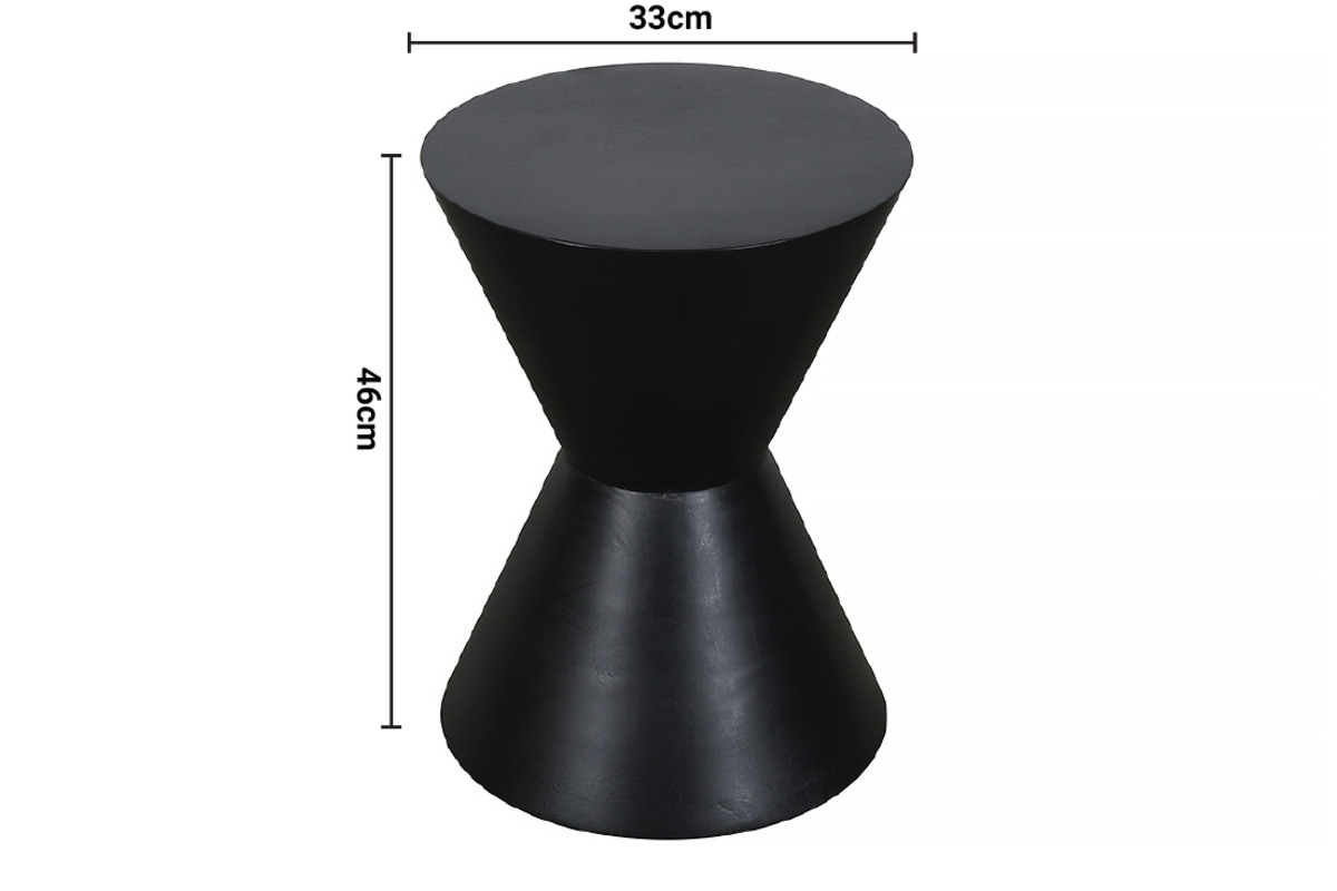 Burrow Hourglass Side Table Black Finish dimensions