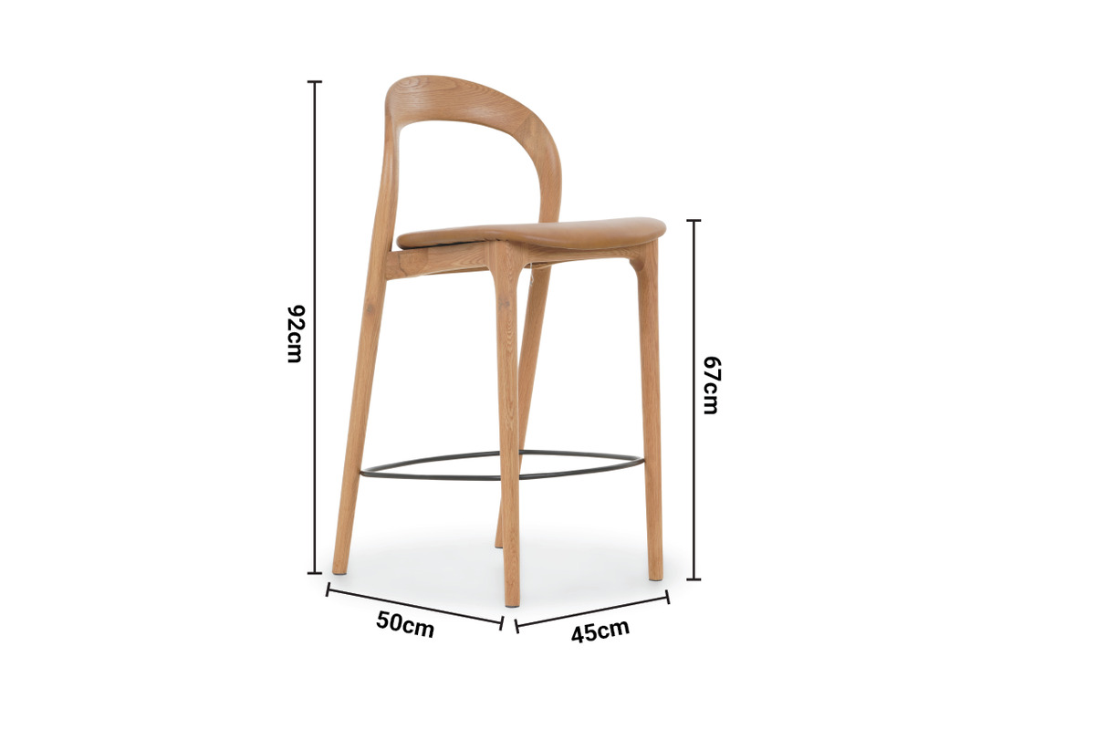 Cadiz Leather Bar Stool dimensions