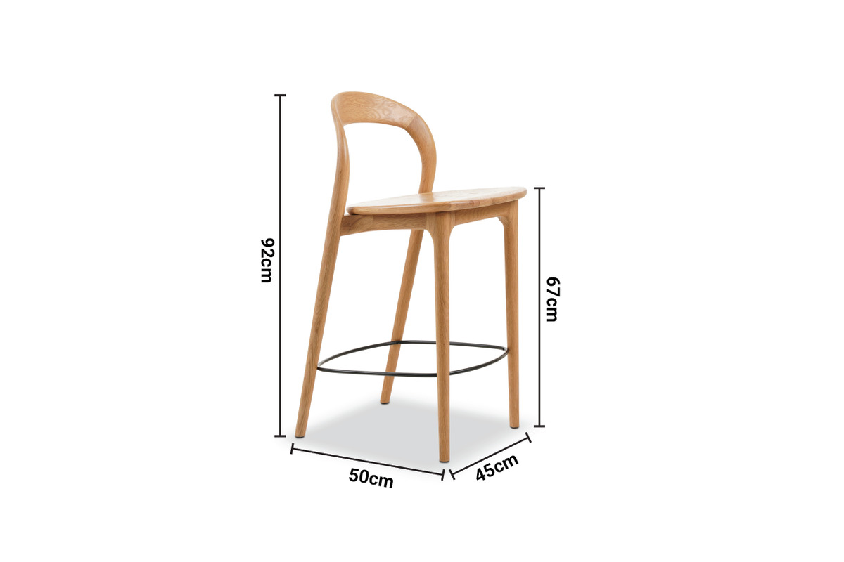 Cadiz Wooden Bar Stool dimensions