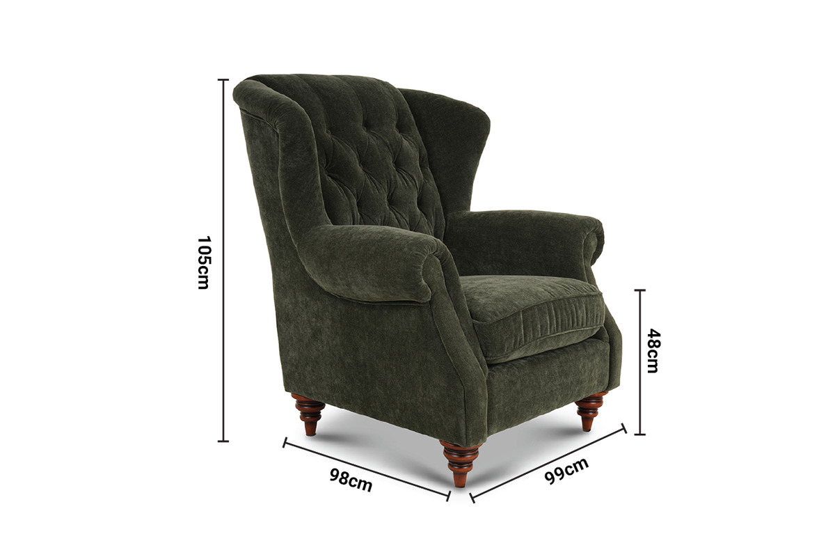 Cambridge Green Fabric Armchair dimensions