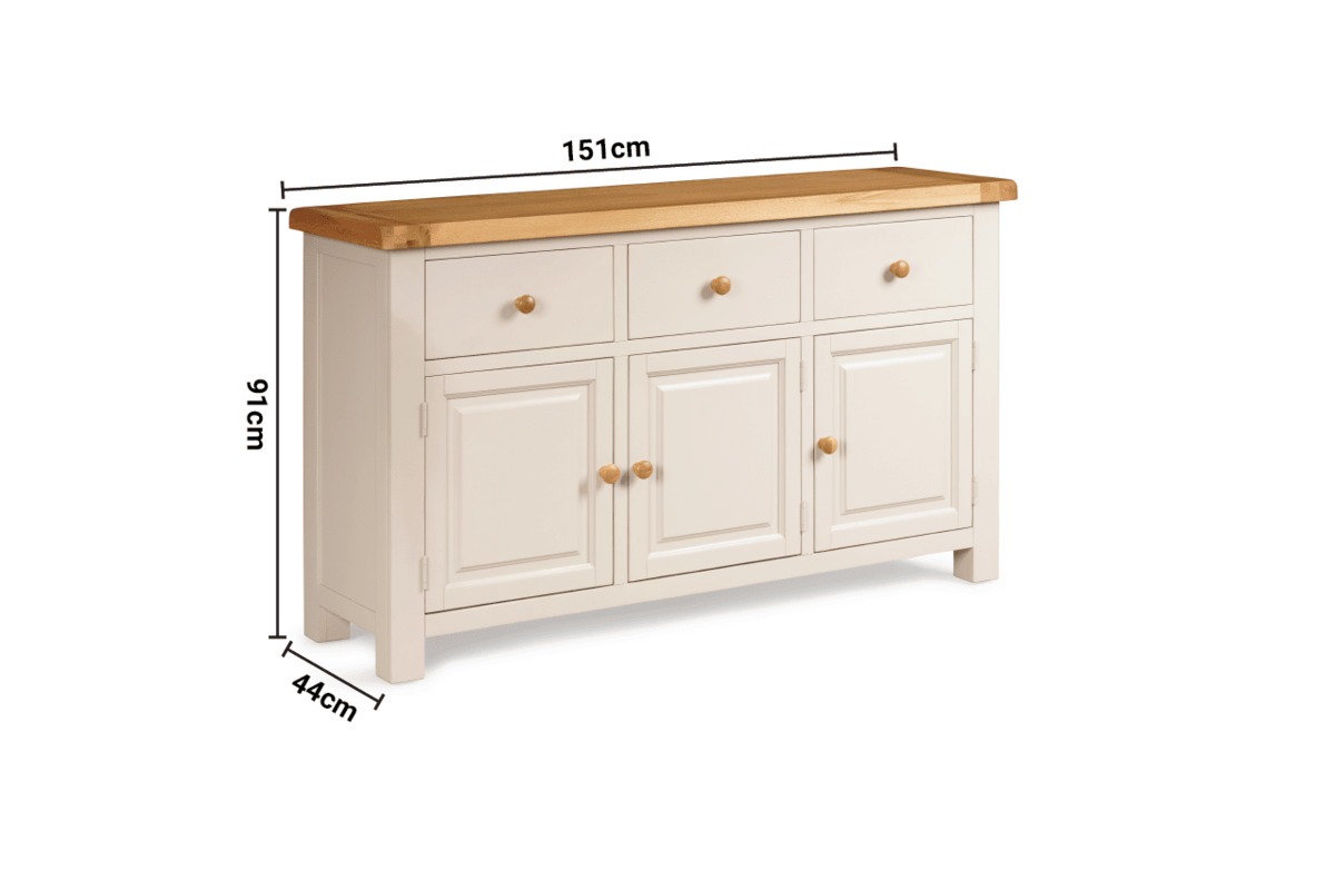 Caravel Light Grey Oak 3 Doors Sideboard dimensions