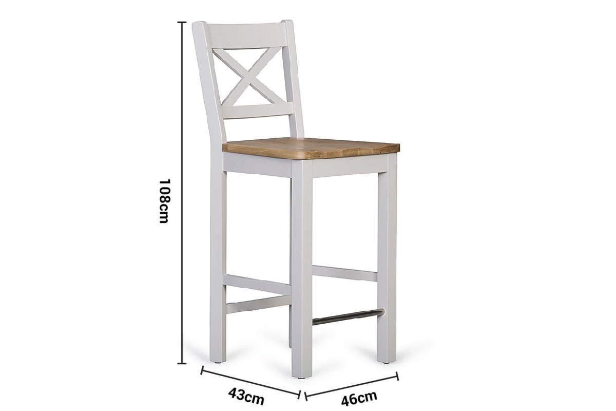 Caravel Light Grey Oak Bar Stool dimensions
