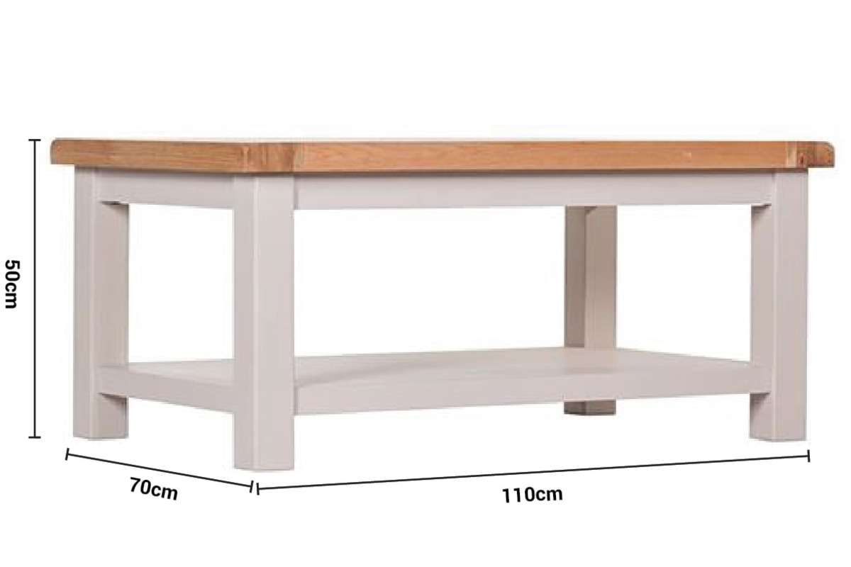 Caravel Light Grey Oak Coffee Table dimensions