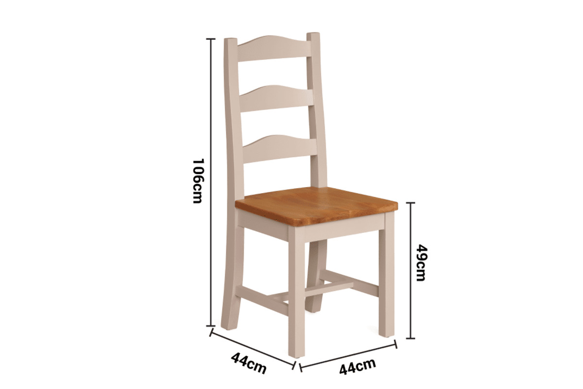 Caravel Light Grey Oak Dining Chair Ladder Back dimensions