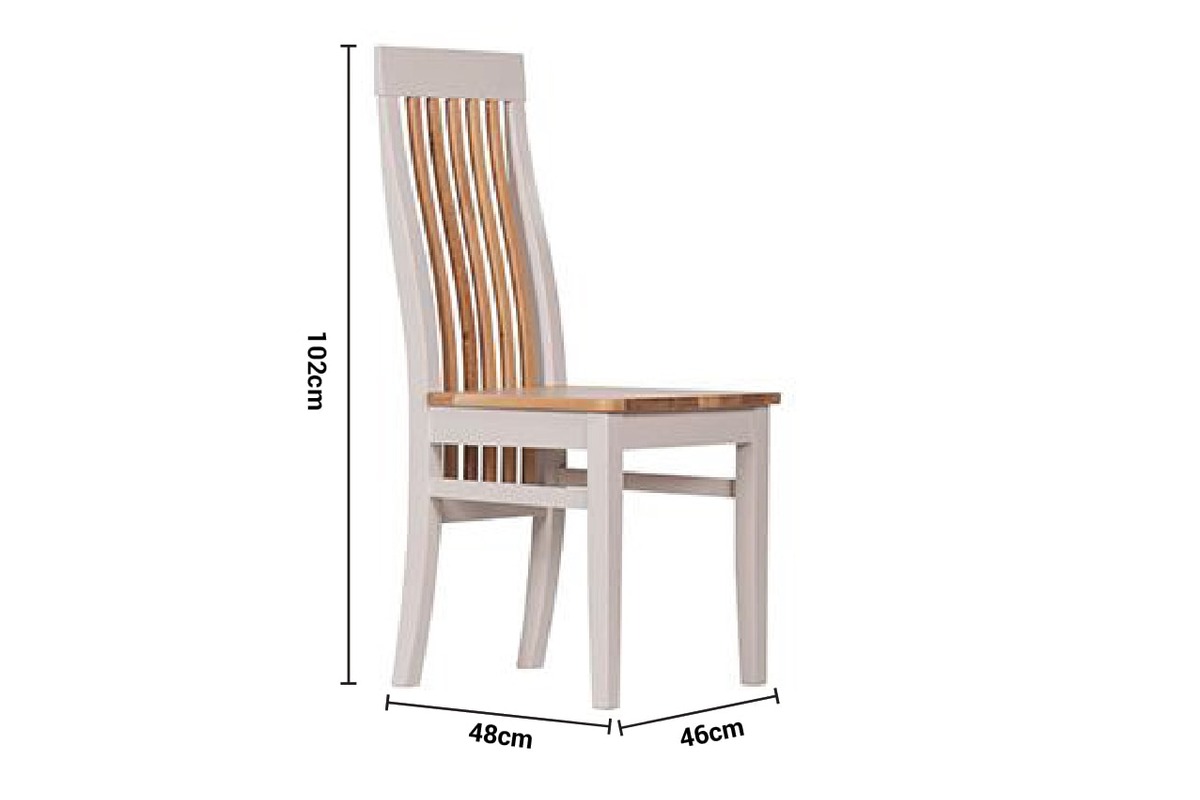 Caravel Light Grey Oak Dining Chair Slatted Back dimensions