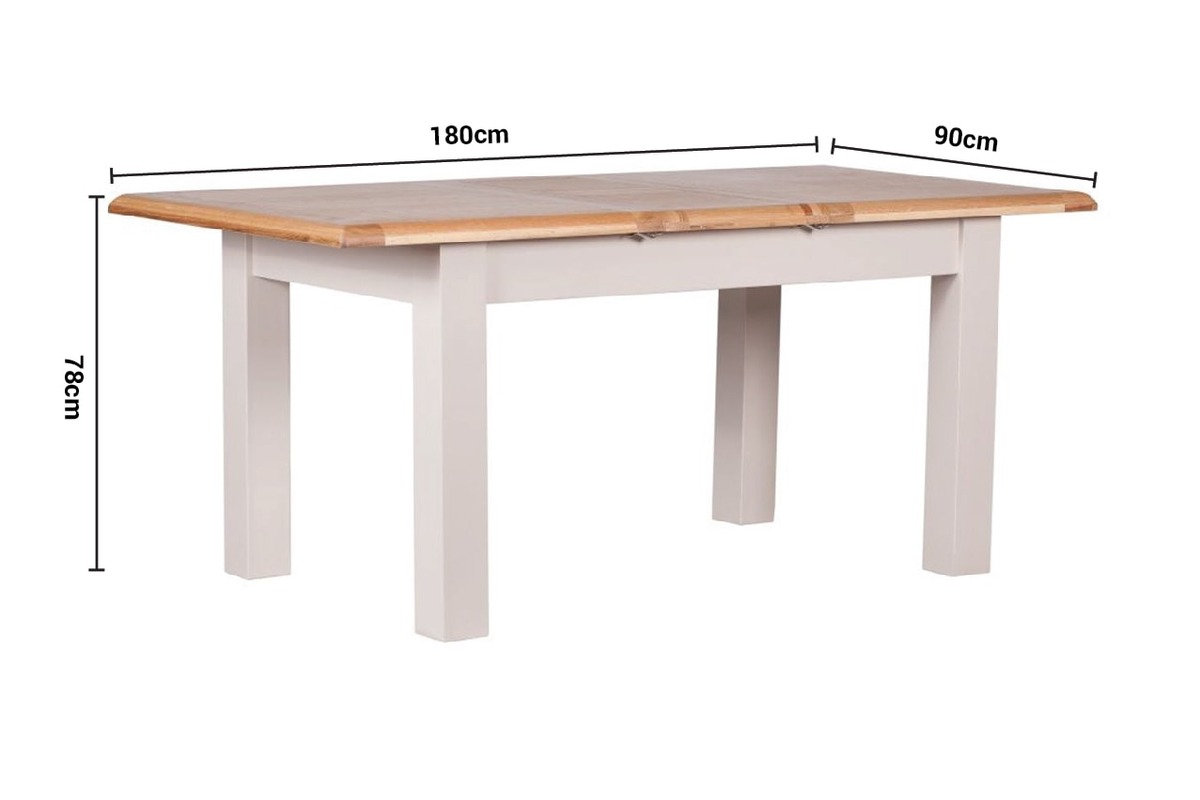 Caravel Light Grey Oak Extendable Dining Table 1.4-1.8m dimensions