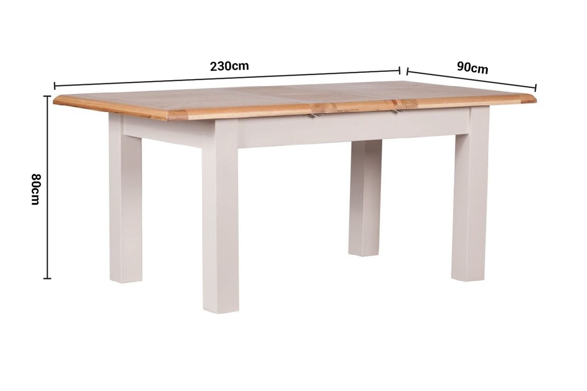 Caravel Light Grey Oak Extendable Dining Table 1.8-2.3m dimensions