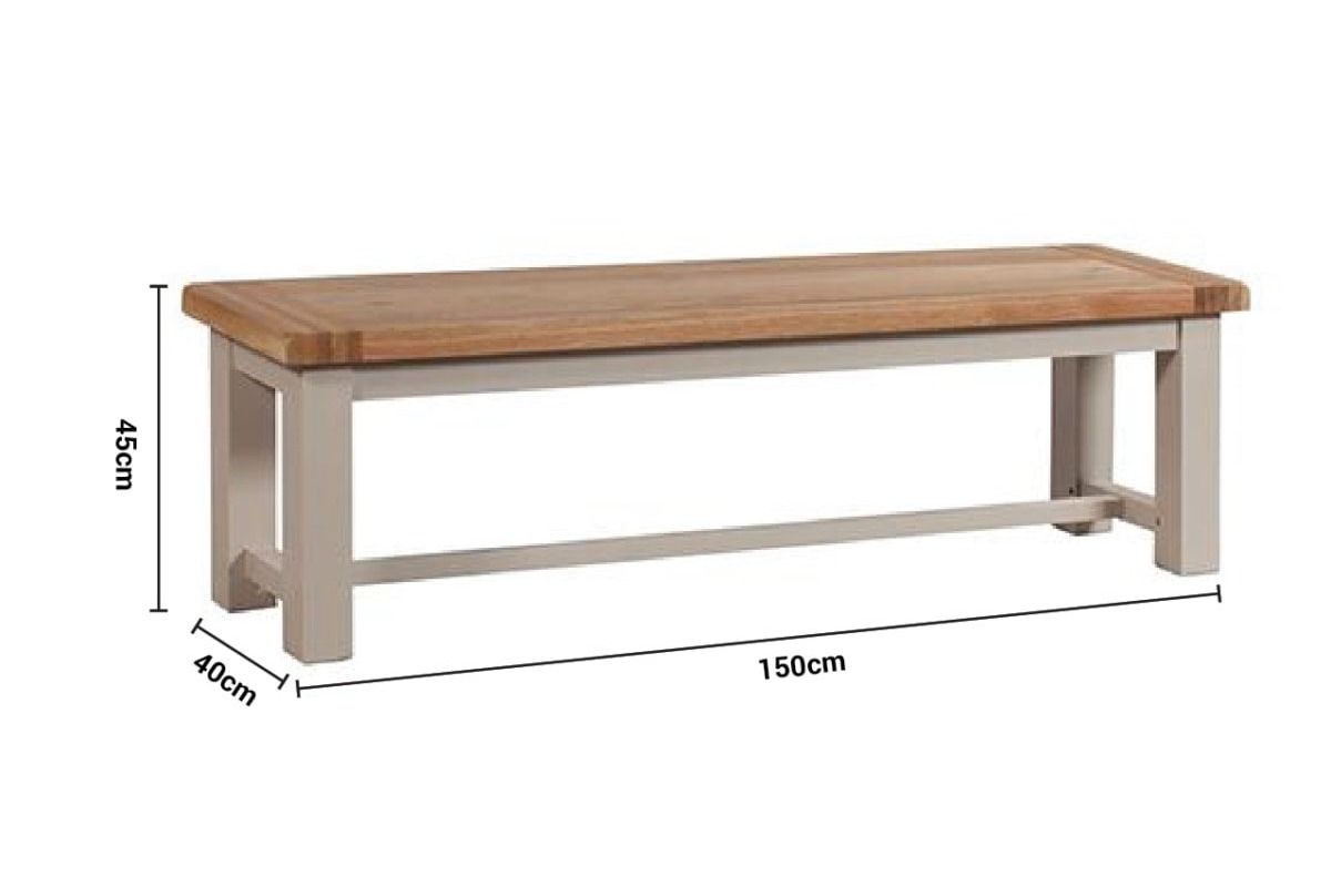 Caravel Light Grey Oak Large Bench dimensions