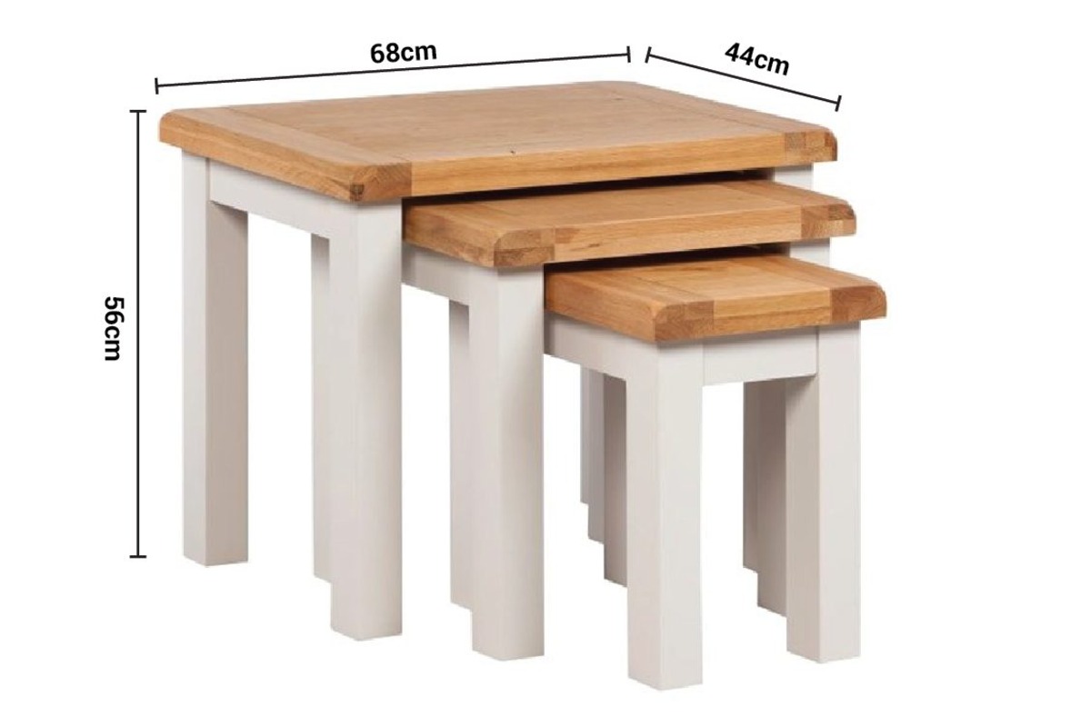 Caravel Light Grey Oak Nest of Tables dimensions