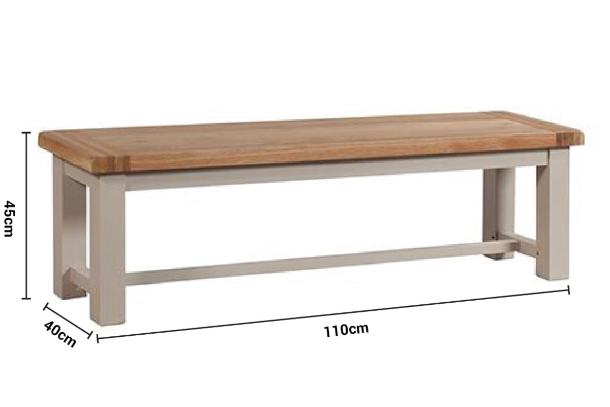 Caravel Light Grey Oak Small Bench dimensions