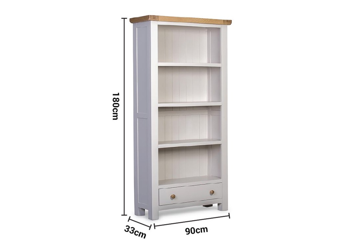 Caravel Light Grey Oak Tall Bookcase dimensions