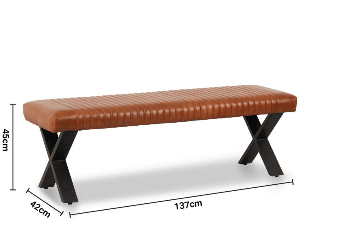 Carlin Brown Leather Bench dimensions