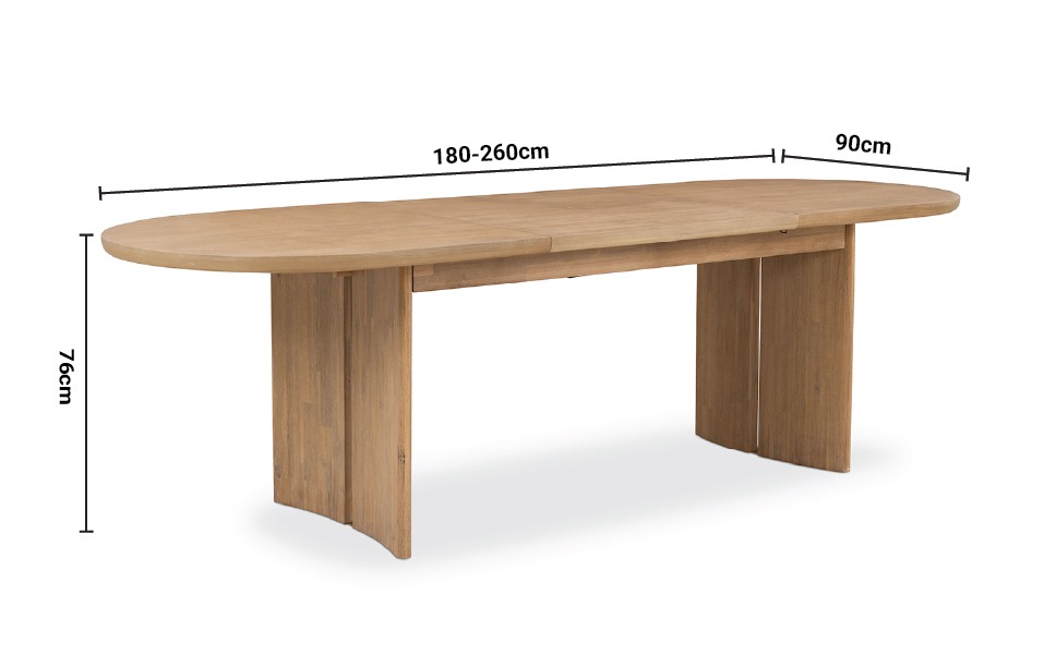 Catania Extendable Dining Table 1.8-2.6m dimensions