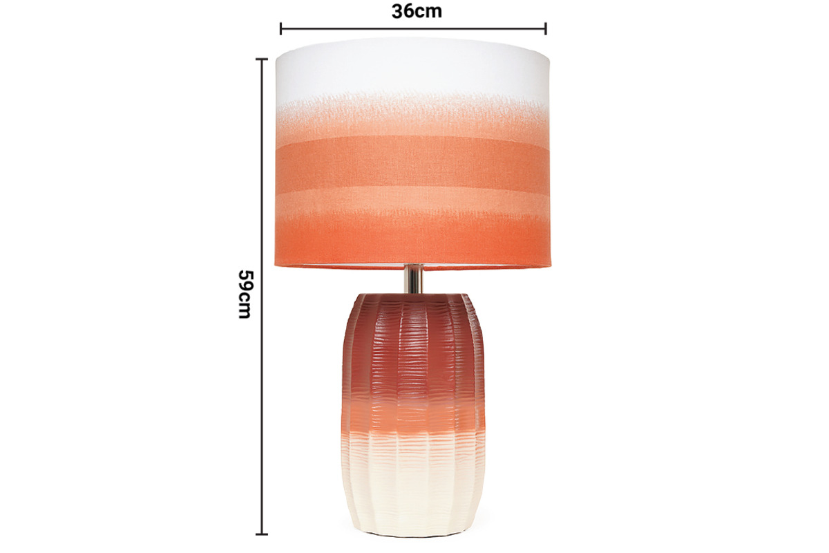 Ceramic Ombre Rust Table Lamp dimensions