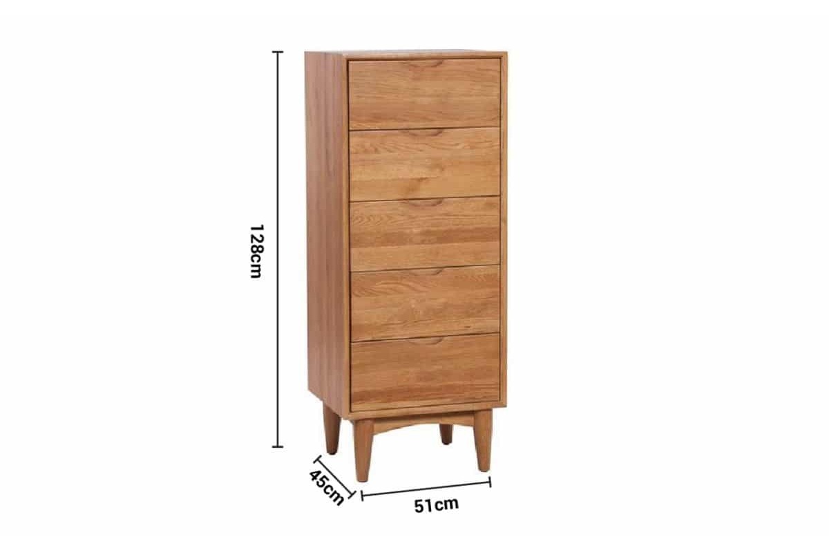 Charlie Oak 5 Drawers Chest dimensions