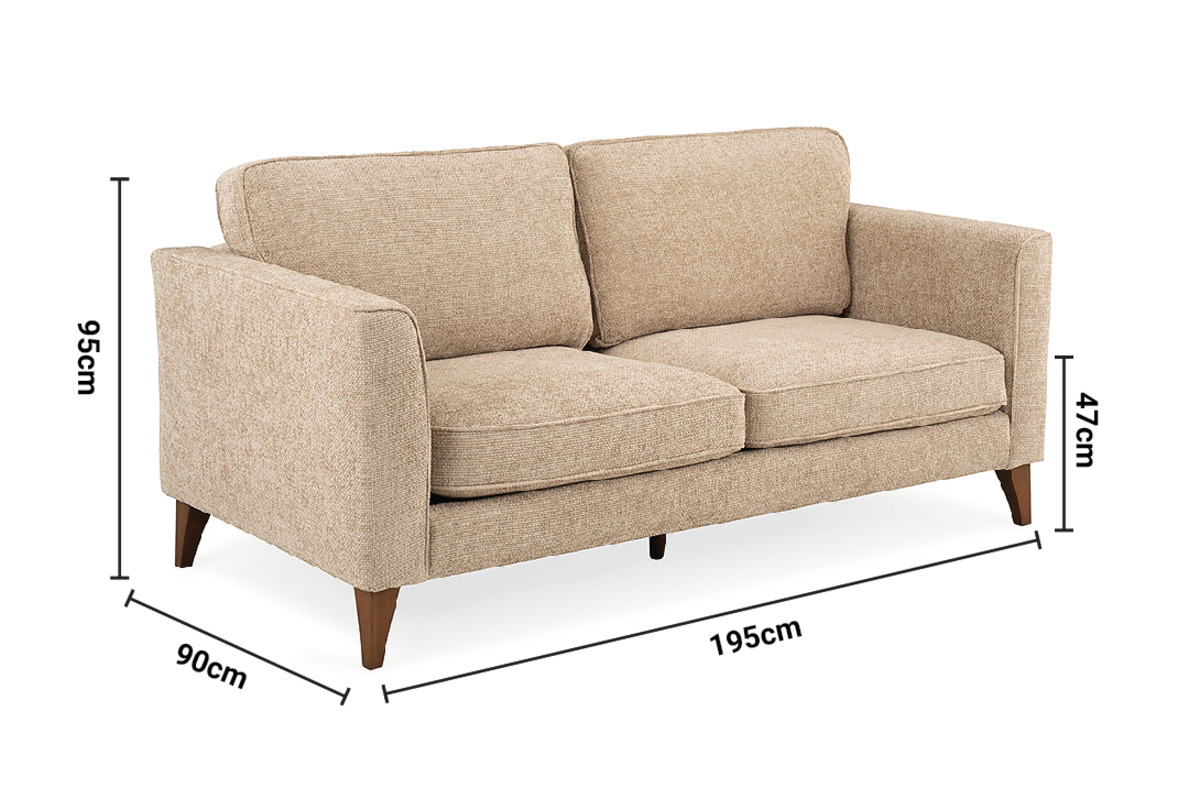 Charm Cream 3 Seater Sofa dimensions