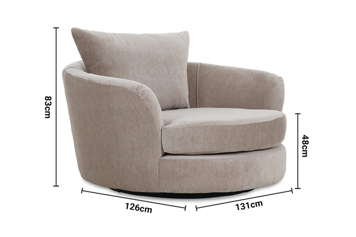 Chicago Cream Fabric Cuddler Swivel Chair dimensions