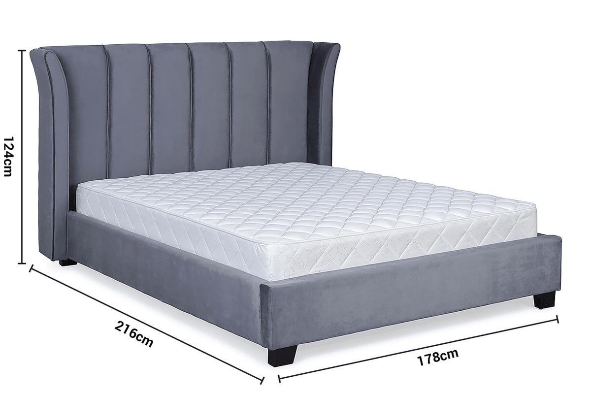 Cloudy Grey Velvet Double 4'6 Bed Frame dimensions