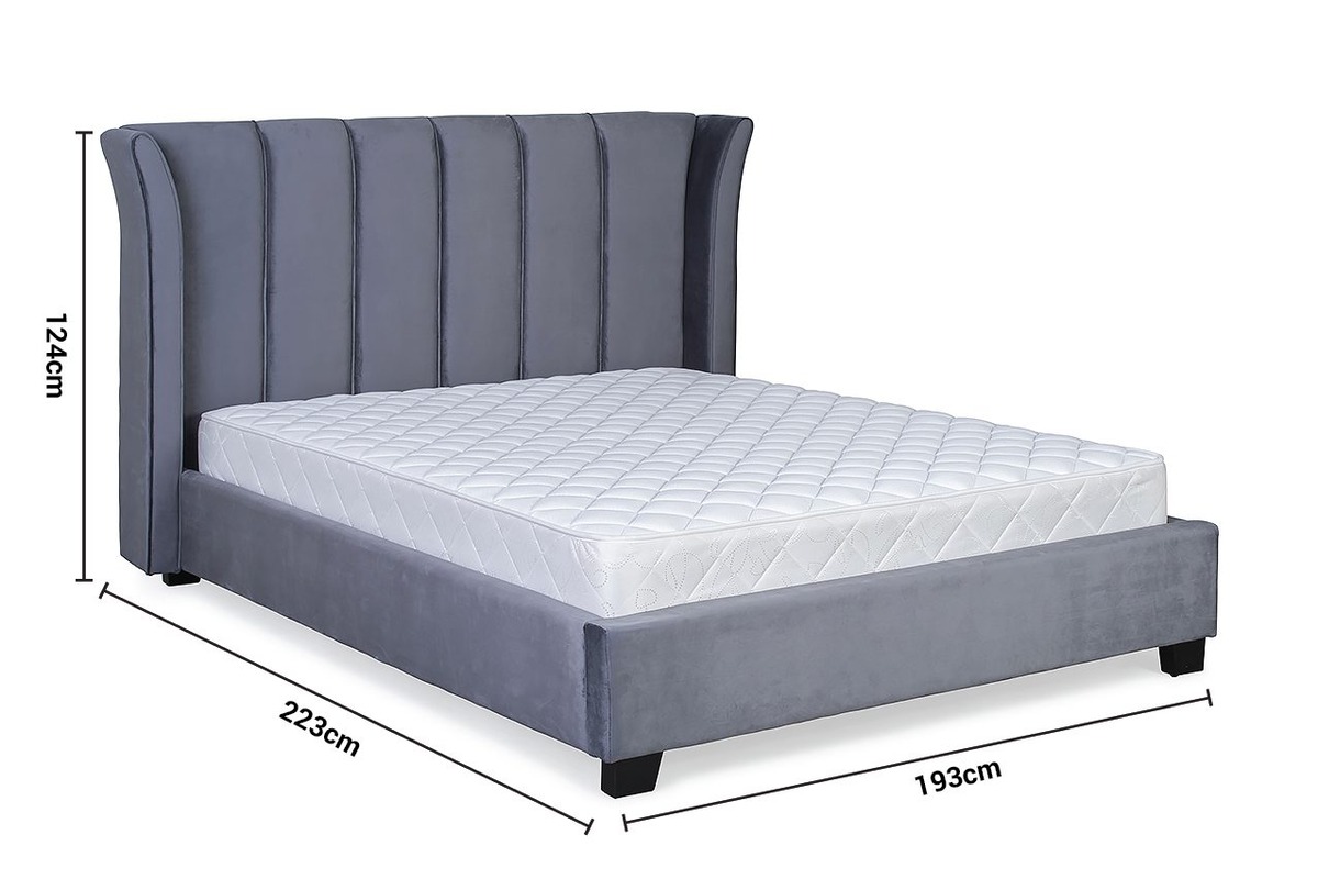 Cloudy Grey Velvet King 5' Bed Frame dimensions