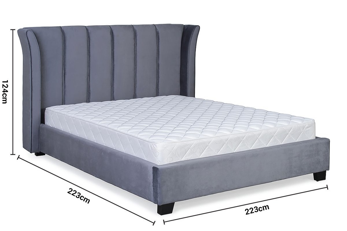 Cloudy Grey Velvet Super King 6' Bed Frame dimensions