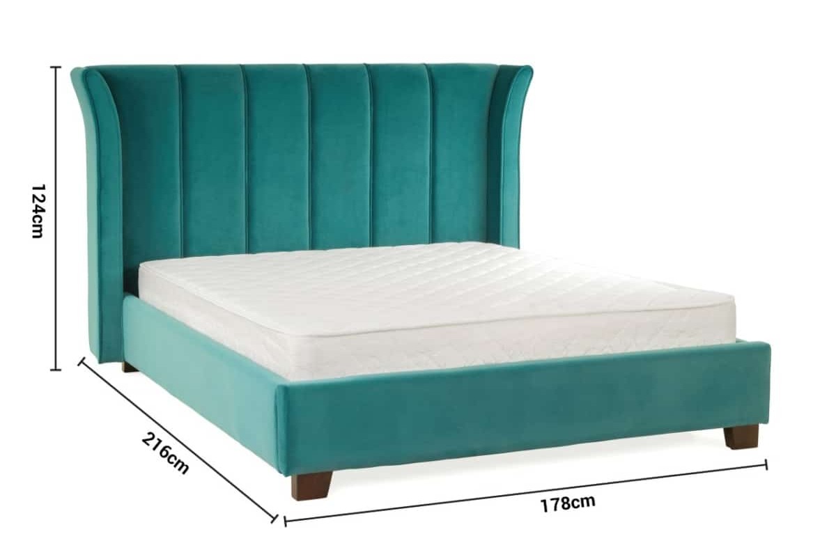 Cloudy Teal Velvet Double 4'6 Bed Frame dimensions