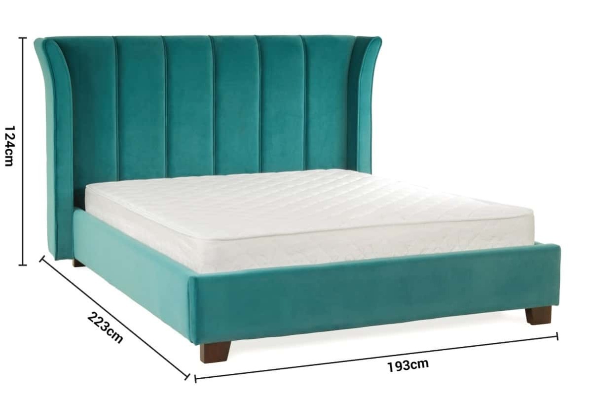 Cloudy Teal Velvet King 5' Bed Frame dimensions