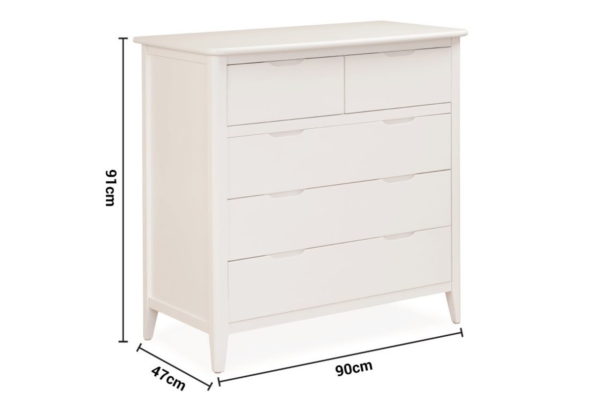 Coolmore White 5 Drawers Chest dimensions