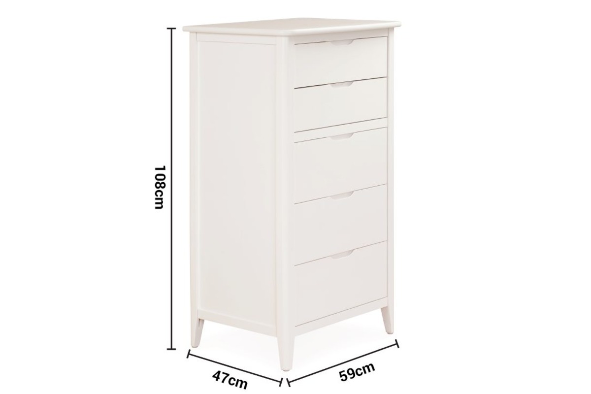 Coolmore White 5 Drawers Lingerie Chest dimensions