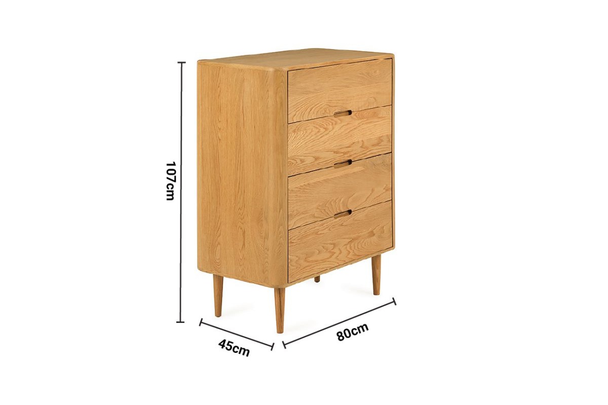 Copenhagen Oak 4 Drawers Chest dimensions