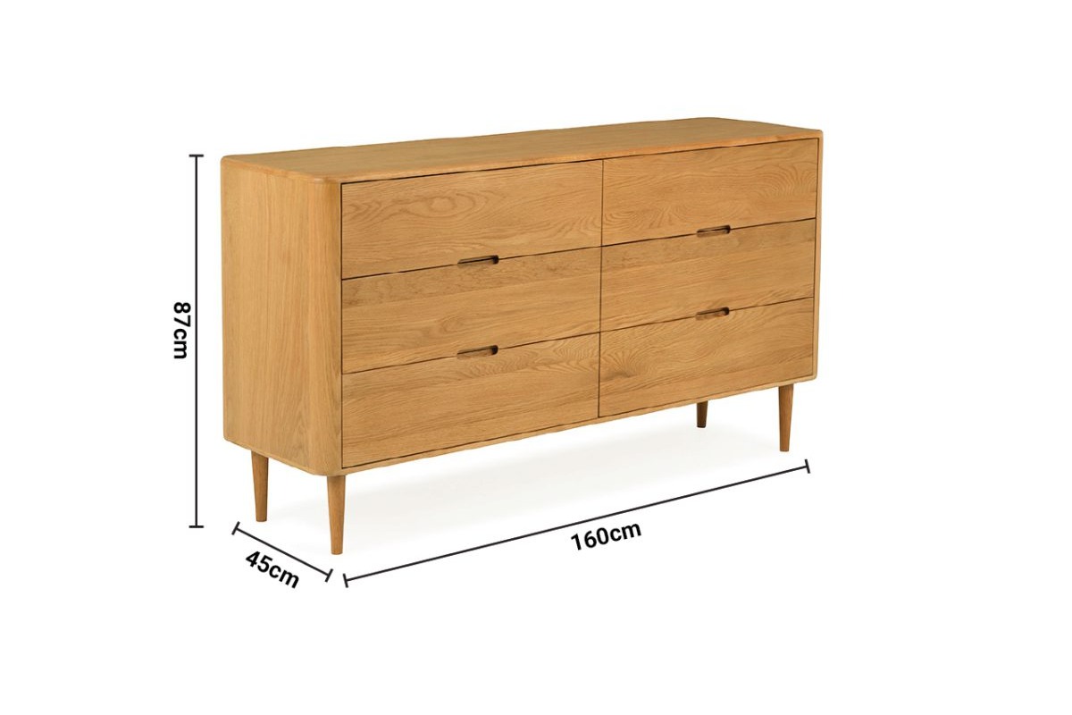 Copenhagen Oak 6 Drawers Chest dimensions