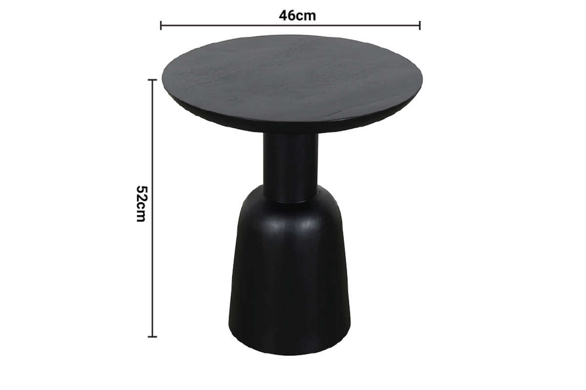 Cora Side Table Black Finish dimensions