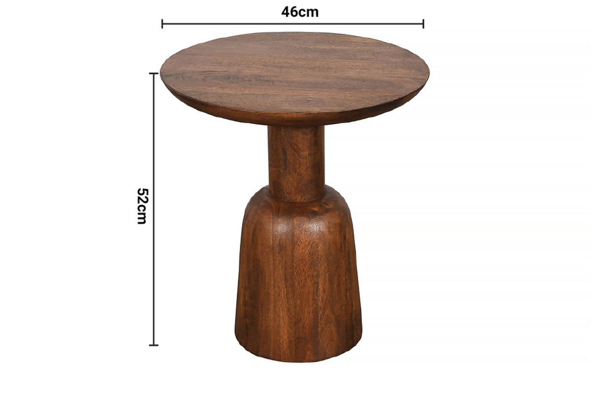 Cora Side Table Walnut Finish dimensions