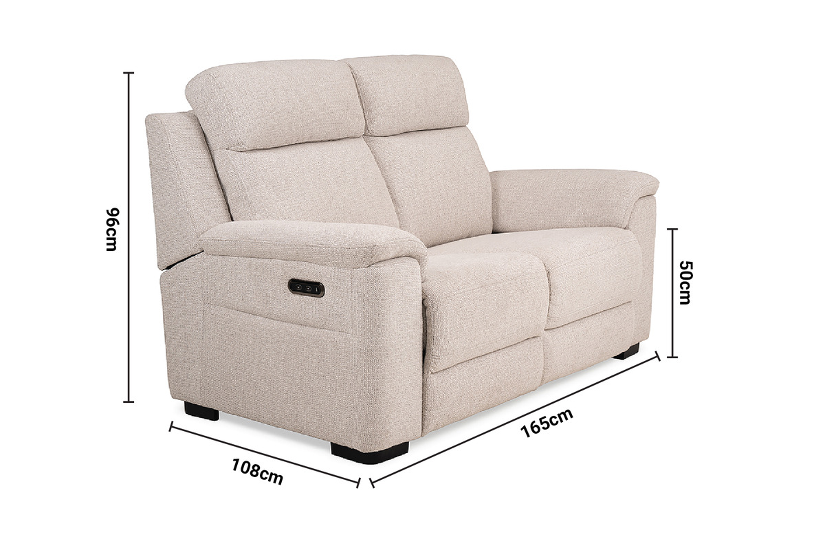 Corina Electric Recliner 2 Seater Sofa dimensions
