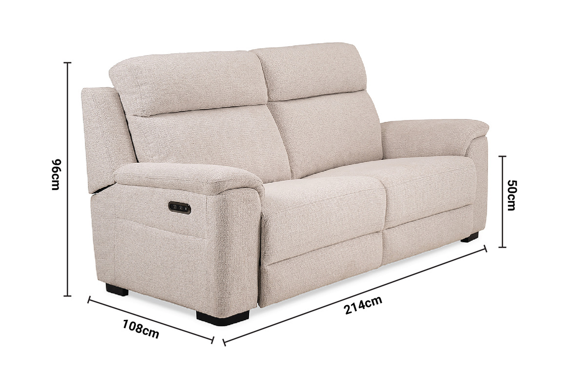 Corina Electric Recliner 3 Seater Sofa dimensions