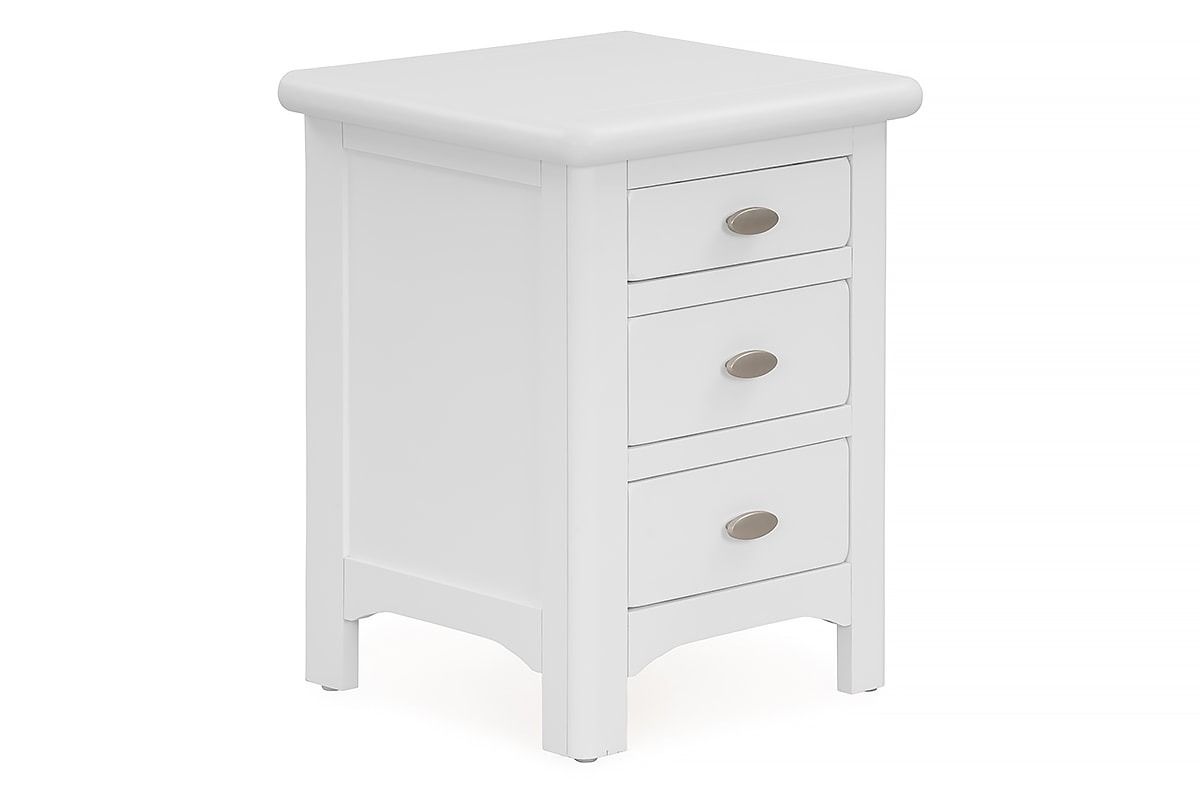 Alaska White 3 Drawer Bedside Table