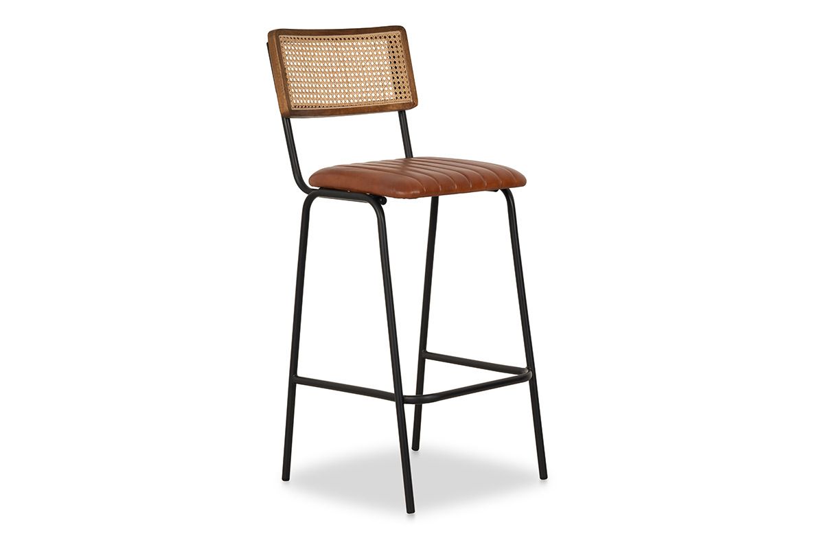 Araujo Brown Leather Bar Stool