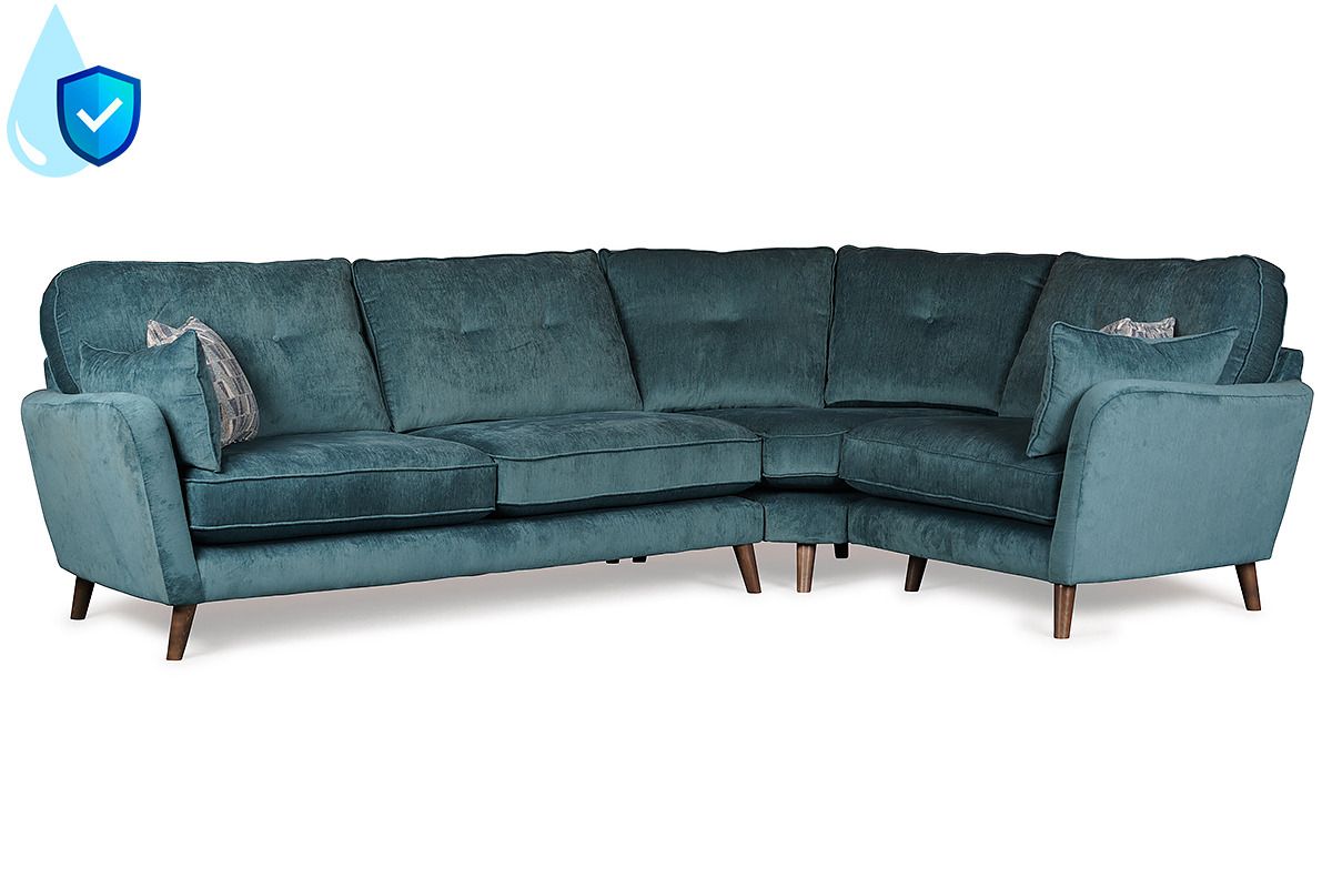 Ashford Teal Fabric Rhf Corner Sofa