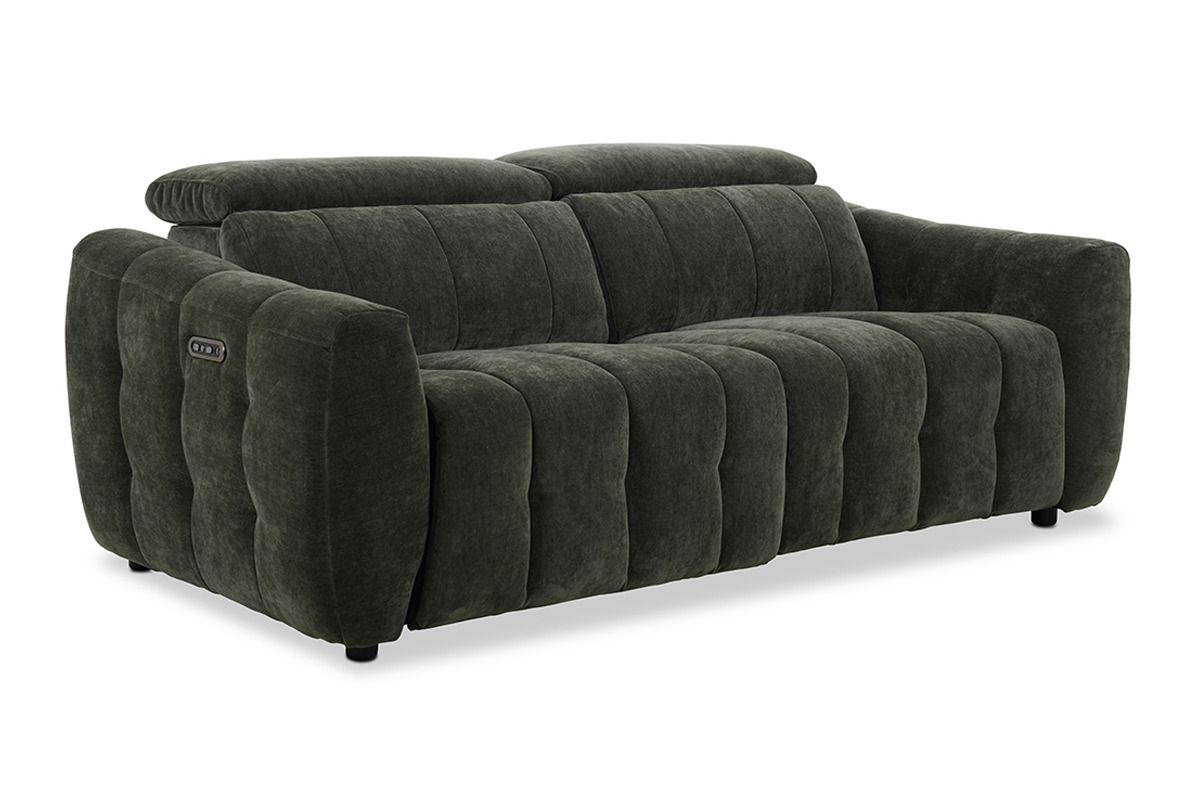 Bohemia Green Fabric 3 Seater Electric Recliner With Head Tilt