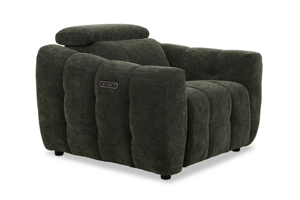 Bohemia Green Fabric Armchair Electric Recliner With Head Tilt
