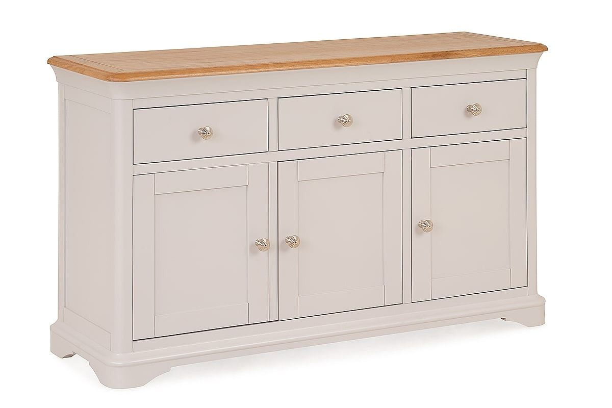 Brighton Light Grey Oak 3 Drawers 3 Doors Sideboard