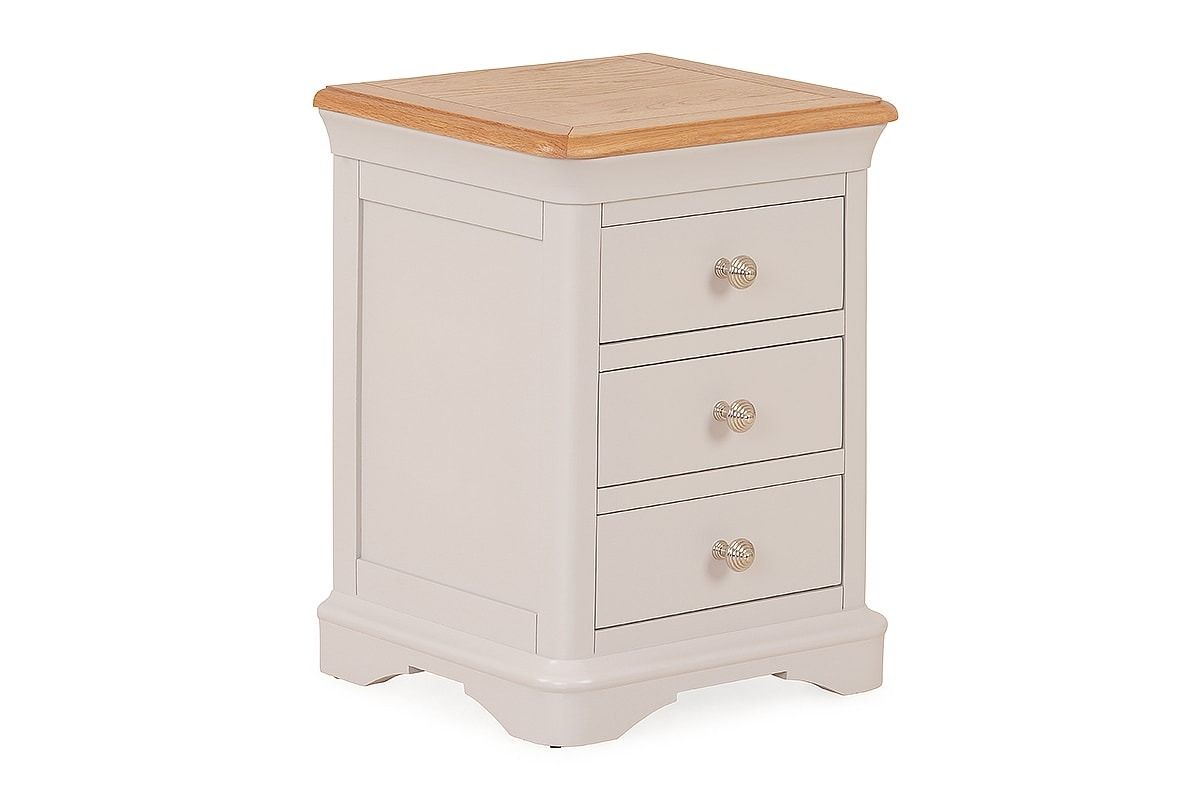 Brighton Light Grey Oak 3 Drawers Bedside Table