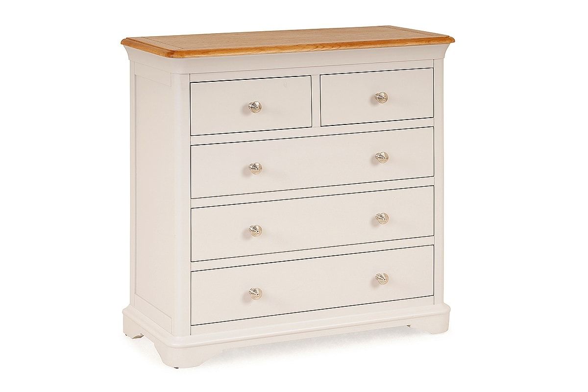 Brighton Light Grey Oak 5 Drawers Chest