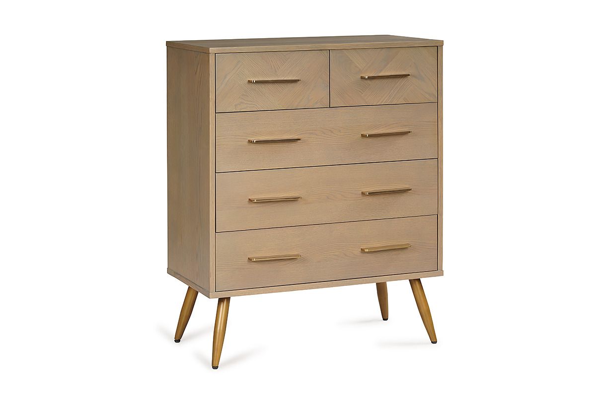 Bronx Grey Oak 5 Drawers Chest