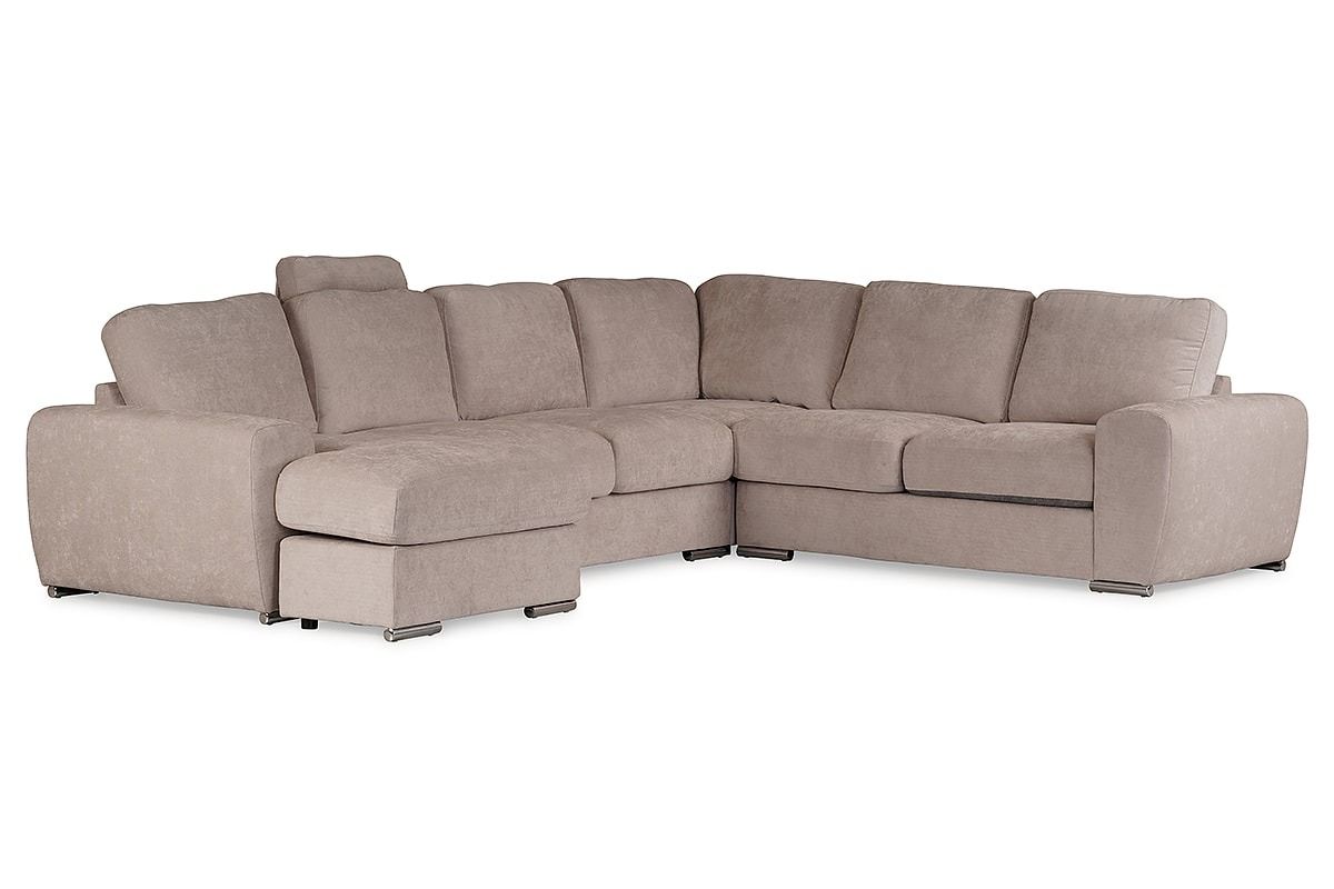 California Cream Fabric Lhf Chaise Corner Sofa Headrest