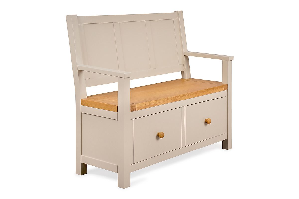 Caravel Light Grey Oak 2 Drawers Bench