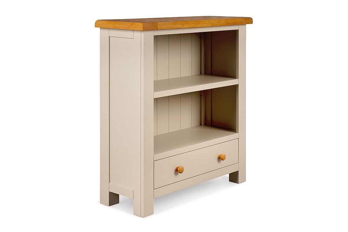 Caravel Light Grey Oak Low Bookcase