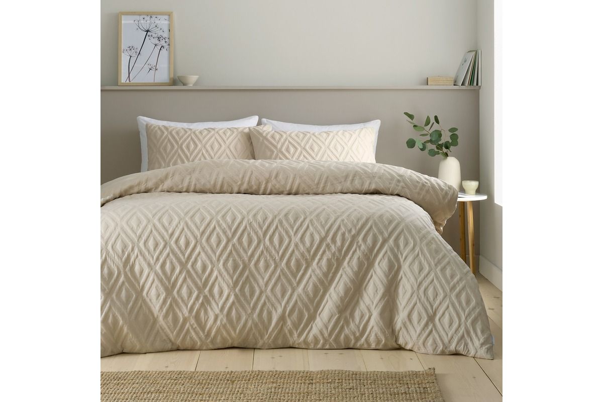 Catherine Lansfield Jacob Geo Single Duvet Set Natural