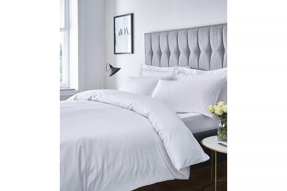 Cotton Satin Stripe Double Duvet Set